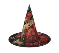 aabkjgfr Sombrero guía con estampado de flores y mariposas, sombrero de bruja de Halloween para adultos, adecuado para fiestas, carnaval, bailes de máscaras, juegos de rol
