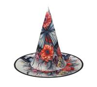 aabkjgfr Sombrero guía con estampado de flores y mariposas, sombrero de bruja de Halloween para adultos, adecuado para fiestas, carnaval, bailes de máscaras, juegos de rol