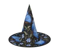 aabkjgfr Sombrero guía con estampado de mariposas azules, sombrero de bruja de Halloween para adultos, adecuado para fiestas, carnaval, bailes de máscaras, juegos de rol