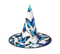aabkjgfr Sombrero guía con estampado de mariposas azules, sombrero de bruja de Halloween para adultos, adecuado para fiestas, carnaval, bailes de máscaras, juegos de rol