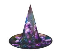 aabkjgfr Sombrero guía con estampado de mariposas moradas, sombrero de bruja de Halloween para adultos, adecuado para fiestas, carnaval, bailes de máscaras, juegos de rol