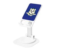 AACPPB Connecticut State Flag - Soporte portátil plegable para teléfono con agujero de carga, rotación de 360 grados, ángulo ajustable, base antideslizante