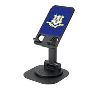 AACPPB Connecticut State Flag - Soporte portátil plegable para teléfono con agujero de carga, rotación de 360 grados, ángulo ajustable, base antideslizante