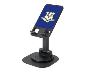 AACPPB Connecticut State Flag - Soporte portátil plegable para teléfono con agujero de carga, rotación de 360 grados, ángulo ajustable, base antideslizante