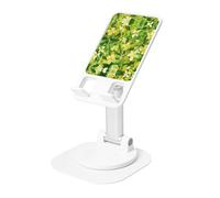 AACPPB Hazy - Soporte portátil plegable para teléfono con diseño de flores verdes y amarillas, con agujero de carga, rotación de 360 grados, ángulo ajustable, base de base antideslizante