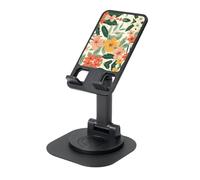 AACPPB Soporte portátil plegable para teléfono con diseño de flores naranjas y rosas, con agujero de carga, rotación de 360 grados, ángulo ajustable, base de base antideslizante