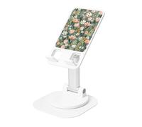 AACPPB Soporte portátil plegable para teléfono con diseño de flores rosas frías con agujero de carga, rotación de 360 grados, ángulo ajustable, base de base antideslizante