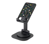 AACPPB Soporte portátil plegable para teléfono con diseño de flores silvestres amarillas oscuras con agujero de carga, rotación de 360 grados, ángulo ajustable, base antideslizante