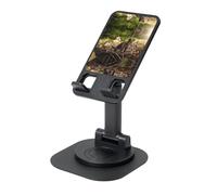 AACPPB Tiny Gray Bear Cub - Soporte portátil plegable para teléfono con agujero de carga, rotación de 360 grados, ángulo ajustable, base de base antideslizante