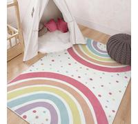AAFUOO Alfombra de arcoíris para guardería, alfombras Infantiles con diseño de Lunares, Antideslizante, Lavable, para habitación de niñas, Aula, Sala de Juegos, Tienda de campaña, 120 x 160 cm