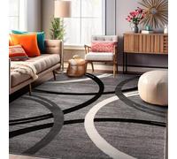 AAFUOO Alfombra de área Grande, Moderna Alfombra de círculos geométricos para Sala de Estar, Alfombra Gris Suave de Pelo bajo, Alfombra Antideslizante para Dormitorio, Alfombra Plegable 60 x 120 cm