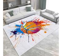 AAFUOO Alfombra De Dormitorio Estilo Graffiti Colorido, Alfombra De Baloncesto, Alfombra De Pelo Corto para Salón, Alfombra Infantil Antideslizante, Alfombra De Noche, Decoración del Hogar 120x180cm