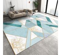 AAFUOO - Alfombra geométrica grande y moderna de lujo para salón, dormitorio, alfombra antideslizante para salón, dormitorio, entrada y pasillo, 60 x 120 cm, verde claro y blanco