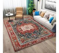 AAFUOO Alfombra Oriental, Alfombra Tradicional para Salón, Comedor, Alfombra De Salón De Estilo Étnico Persa Vintage, Alfombra Suave Antideslizante para Dormitorio, Rojo, 50 x 140 cm