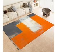 AAFUOO Alfombra Salón 50x80cm Color Naranja Gris Pintura Abstracta Cuadrados Alfombra, Alfombra Pasillo Pasillo, Alfombra Lavable Antideslizante De Pelo Corto para Dormitorio, Comedor