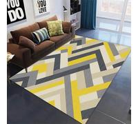 AAFUOO Alfombras con patrón geométrico Abstracto Moderno Arte escandinavo Dormitorio Sala de Estar Alfombra Antideslizante para niños Amarillo Gris 120x180cm (4×6 pies)