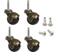 AAGUT Juego de 4 ruedas giratorias de bola de 2 pulgadas con 8 x 38 mm con enchufes de metal, rueda giratoria antigua vintage para sofá, silla, armario