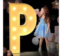 AAIRRA Decoración De Boda Marquesina, Letras Iluminadas del Alfabeto, con Letras Y Números Iluminados Letras De Marquesina Grandes Luces De Letras LED Letrero para Fiesta De Cumpleaños Boda,P,120CM