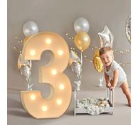 AAIRRA Decoración De Boda Marquesina, Letras Y Números Iluminados Del Alfabeto, Grandes Luces LED Para Fiesta De Cumpleaños, 3, 120CM