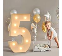 AAIRRA Decoración De Boda Marquesina, Letras Y Números Iluminados Del Alfabeto, Grandes Luces LED Para Fiesta De Cumpleaños, 5, 120CM