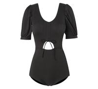 AAIXXIZAO Bikinis Bañador Mujer Sexy Traje De Baño De Manga Corta Mujer Negro Sólido Traje De Baño Cut out Push Up Bikini Baño L Negro