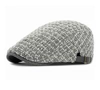 AAIXXIZAO Boinas Sombreros Gorra Boina para Hombre Mujer Punto A Cuadros Artista Sombrero De Boina De Pintor Gorra Plana Ajustada Gorra De Boina Masculina 55-60Cmajustable Gris