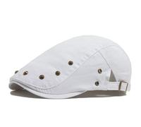 AAIXXIZAO Boinas Sombreros Gorra Plana para Hombre Diseño De Remache De Moda Algodón Color Sólido Boina para Mujer Sombrero Casual con Visera Solar Unisex Gorras De Hip Hop Blanco