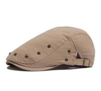 AAIXXIZAO Boinas Sombreros Gorra Plana para Hombre Diseño De Remache De Moda Algodón De Color Sólido Boina para Mujer Sombrero Casual con Visera Solar Unisex Gorras De Hip Hop Caqui