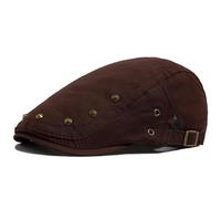 AAIXXIZAO Boinas Sombreros Gorra Plana para Hombre Diseño De Remache De Moda Algodón De Color Sólido Boina para Mujer Sombrero Casual con Visera Solar Unisex Gorras De Hip Hop Café
