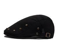 AAIXXIZAO Boinas Sombreros Gorra Plana para Hombre Diseño De Remache De Moda Algodón De Color Sólido Boina para Mujer Sombrero Casual con Visera Solar Unisex Gorras De Hip Hop Negro
