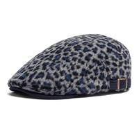 AAIXXIZAO Boinas Sombreros Moda Leopardo Estampado Boina Mujer Grueso Cálido Sombreros Tendencia Hip Hop Sombrero Mujer Boinas Vintage Hombre Ajustable Azul Marino