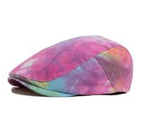 AAIXXIZAO Boinas Sombreros Tie-Dye Boina De Mujer De Algodón Tapa Blanda para Hombre Gorra Plana Frente Atrás Usando Moda Calle Gorra Hip Hop Casual Boinas Femeninas Rosa