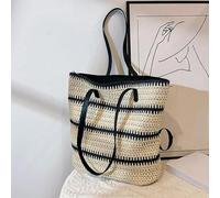 AAIXXIZAO Bolsa De Paja Bolso De Hombro De Paja A Rayas Femenina Compras De Gran Capacidad Bolsos De Mujer Ocio Beach Tote Bag Negro