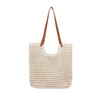 AAIXXIZAO Bolsa De Paja Bolso De Hombro para Mujer Tejido A Mano Bohemian Fashion Straw Beach Tote Bag Travel Shopper Tejiendo Bolsas De Compras 41Cm-37Cm-38Cm Blanco