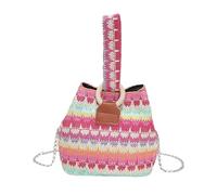 AAIXXIZAO Bolsa De Paja Bolsos Satchel Tejidos De Bolso De Mensajero Bolso Bandolera Bolso De Mano Femenino Bolso De Teléfono Bolso De Mano De Mujer Bolso De Cubo De Paja Colorido Morado