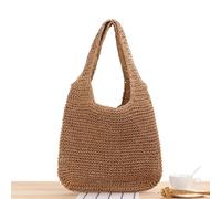 AAIXXIZAO Bolsa De Paja Hombro Cuerda De Papel Bolsa Tejida Bolso De Paja Hecho A Mano Ocio Bolsas De Playa De Gran Capacidad 41Cm-43Cm Camel