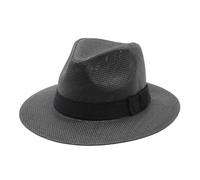 AAIXXIZAO Fedora Trilby Sombrero De Vestir Sombreros Casual De Paja De Papel Hombre Panamá Trilby Jazz Hat Gorra De Playa Al Aire Libre Bonnet 56-58Cm Negro