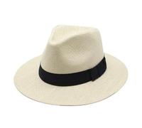 AAIXXIZAO Fedora Trilby Sombrero De Vestir Sombreros Casual De Paja De Papel Hombre Panamá Trilby Jazz Hat Gorra De Playa Al Aire Libre Bonnet 56-58Cm Beige