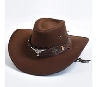 AAIXXIZAO Fedora Trilby Sombrero De Vestir Sombreros De Vaquero para Hombre Gentleman Cowgirl Jazz Hat Curvo Party Travel Hat 56-58Cm Coffeebrown