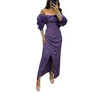 AAIXXIZAO Vestidos Vestir Dress Mujer Vestidos De Noche De Cintura Alta Sexy Ropa De Mujer De Moda Vestido De Fiesta Elegante con Hombros para Mujer S Púrpura