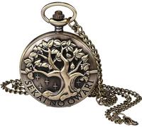AAKG Reloj de Bolsillo Vintage para Hombres, Reloj de Bolsillo Grande de Cuarzo con Cadena para Día del Padre Navidad, Árbol de la vida.