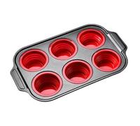 Aakluk Molde De Silicona Para Muffins,6 cavidades reutilizables | Molde De Silicona Antiadherente De Magdalena | Galletas Brownies Chocolate Mantequilla Postre Almuerzo Cocina Comida Freidora De Aire