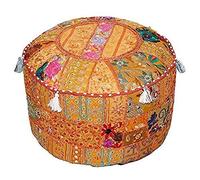 Aakriti Gallery - Funda de puf Bordada de algodón Indio (45,7 x 33 cm), Color Naranja, 46 x 33 cm