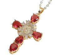 AALLYN Colgante de la Cruz de la Virgen María,Collar de la Cruz de la Virgen María - Colgante de Cruz de Santa María,Regalos de joyería para mujeres para fiestas, bodas, fiestas y uso diario, joyas