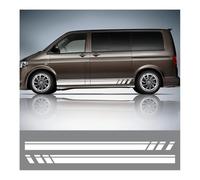 AALXF Vinilos Adhesivos Laterales para VW Transporter T5 T6, Calcomanía de Rayas Modificado, Pegatinas Falda Deportiva, Decoración Exterior Coche, Juego de 2 Piezas DIY,B-White