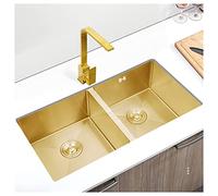 AANAN Fregaderos de Cocina, Lavabo de Acero Inoxidable Fregadero Casero Cuenca de Vegetales Fregadero Doble Tazón O Instalación/D-B/85 * 45 * 21Cm