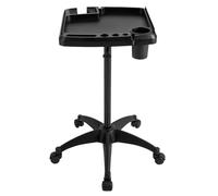 Aangeebone Bandeja ajustable para salón de belleza, carrito con ruedas para estilista, herramienta de tatuaje de extensión de pelo, para spa, peluquería, carrito con ruedas, color negro, Negro ,