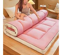 AANNAA Futon MattressThicken Roll Up Japanese Futon Mattress,Winter Quilted Floor Mattress,Pink,90x200cm(35x79inch)