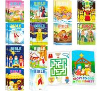 Aannanl 24 Biblia Libro Colorear para Niños,Mini Libros Infantiles de Bolsillo Sobre Temas Religiosos,Regalos Cumpleaños Niños Colegio Adecuados,Bolsas Cumpleaños Infantil,Sorpresas para Regalos Infan