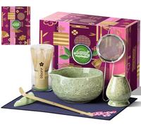 AANQQ Kit Matcha Verde: Matcha Set 7 piezas - Cuenco de matcha con pico 560 ml - Chasen bambú matcha - Cuchara matcha y Colador de matcha Kit té matcha, Ideal para principiantes y amantes del matcha